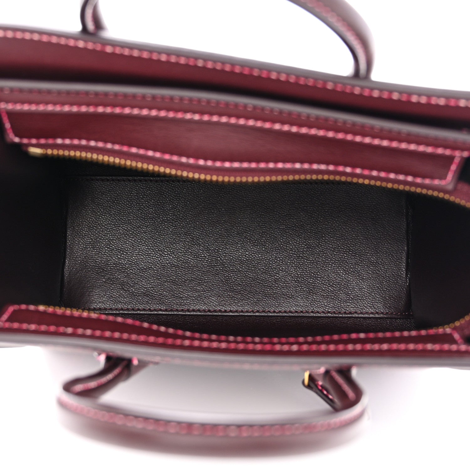 Celine Satin Calfskin Nano Double Stitching Luggage Burgundy Pink 5 of 11