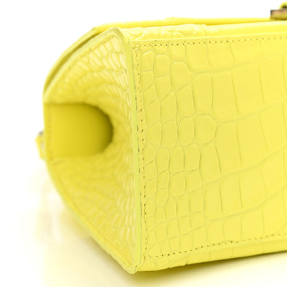 Balenciaga Shiny Calfskin Crocodile Embossed Small Hourglass Top Handle Bag Light Yellow 7 of 7