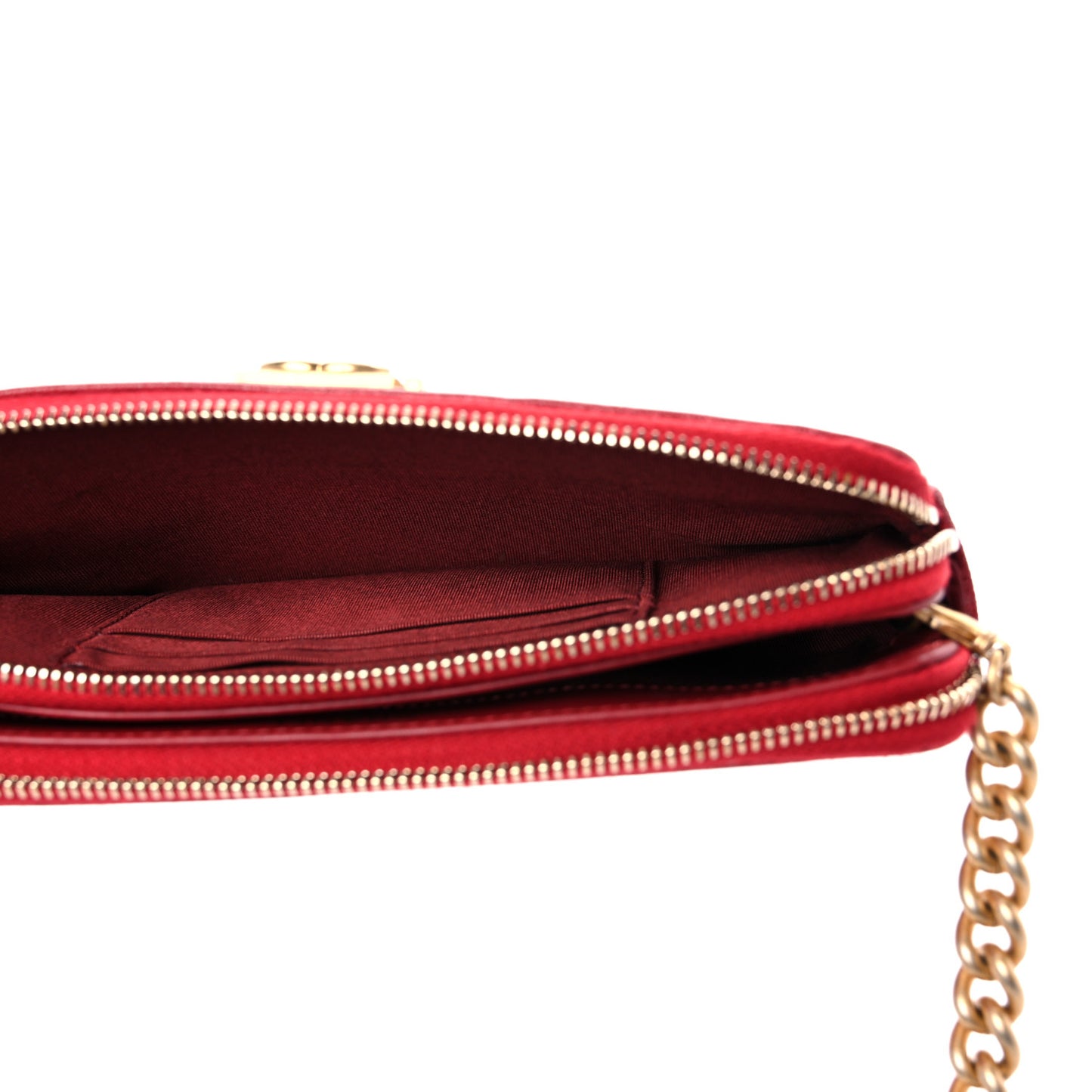 Caviar Quilted Small Boy Clutch With Chain Red
