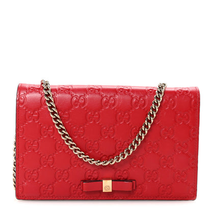 Gucci Guccissima Signature Bowy Chain Wallet Hibiscus Red 1 of 9