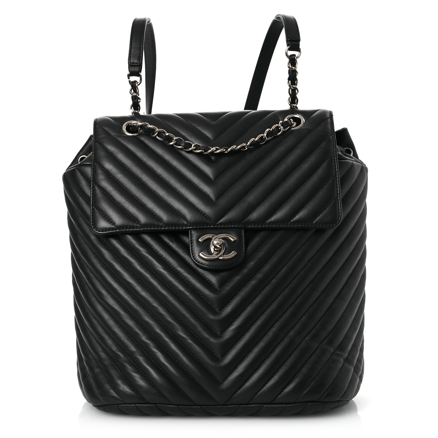 Chanel Calfskin Chevron Quilted Large Urban Spirit Backpack Black 1 of 11