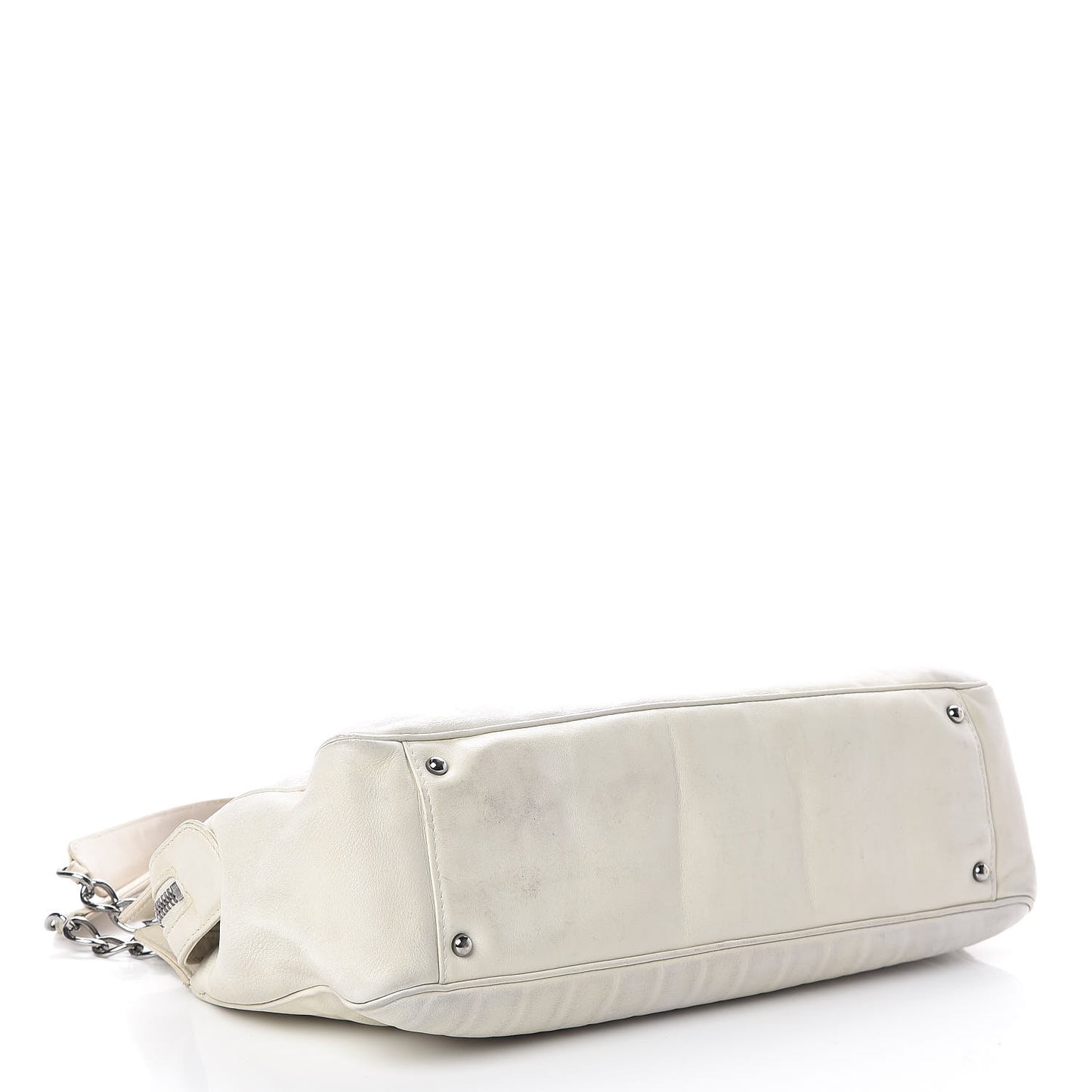 Lambskin Vertical Quilted Lax East West Shoulder Bag Ivory