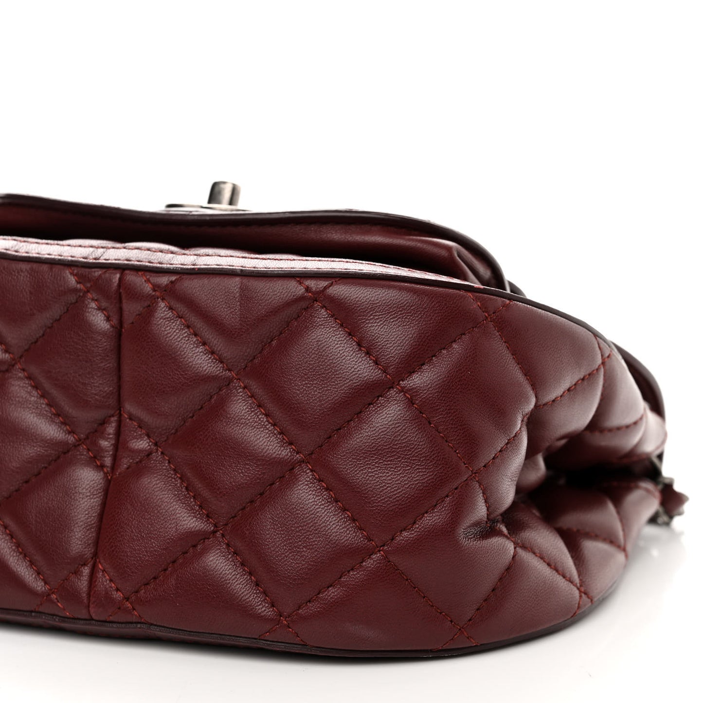 Lambskin Quilted Saddle Bag Dark Red