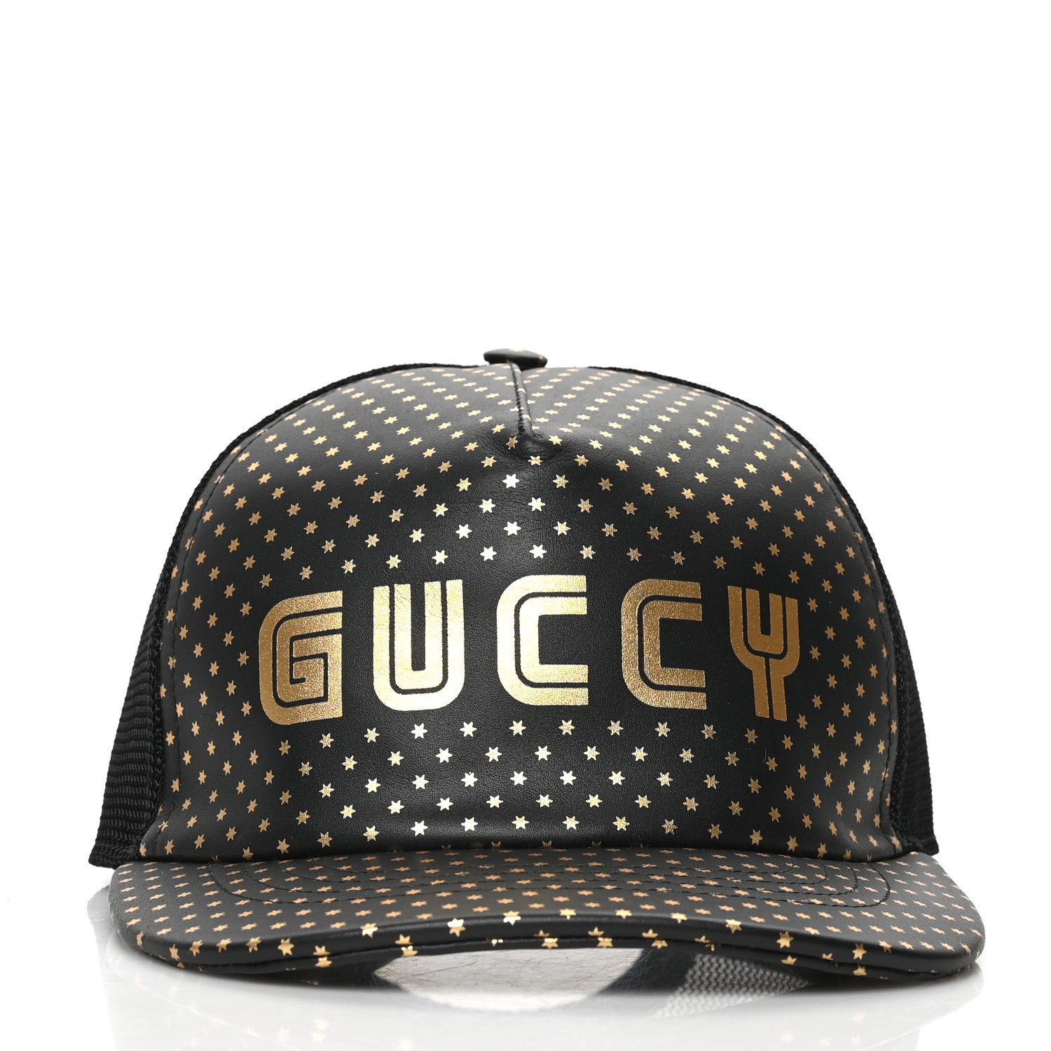 Gucci X SEGA Calfskin GUCCY Stars Baseball Hat S Black Gold 2 of 8