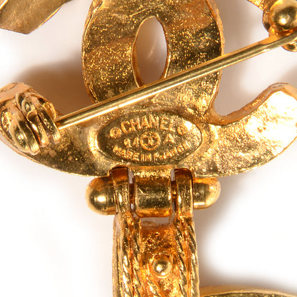 Chanel Pearl CC Drop Brooch Gold 4 of 5