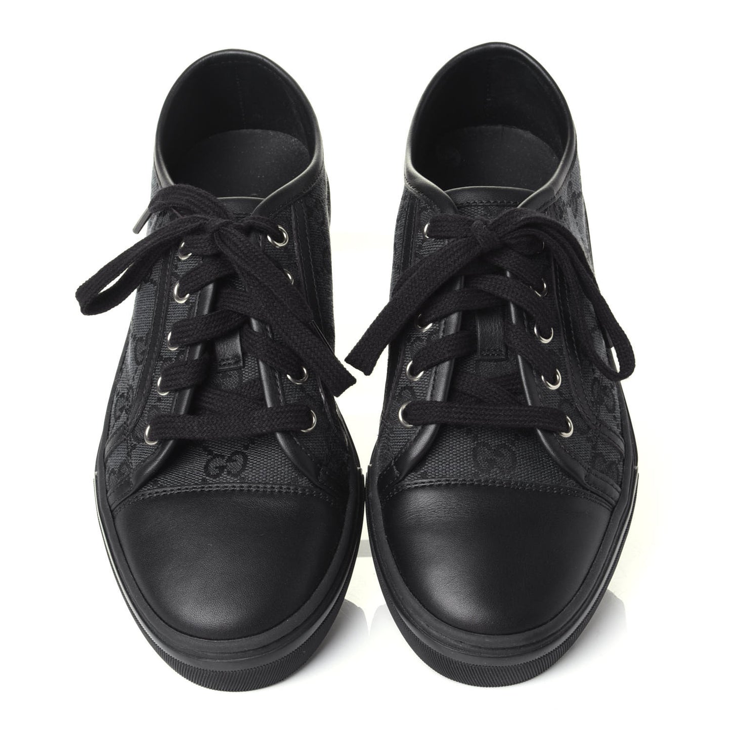 GG Monogram Calfskin Womens Low Top Sneakers 36.5 Piombo Black