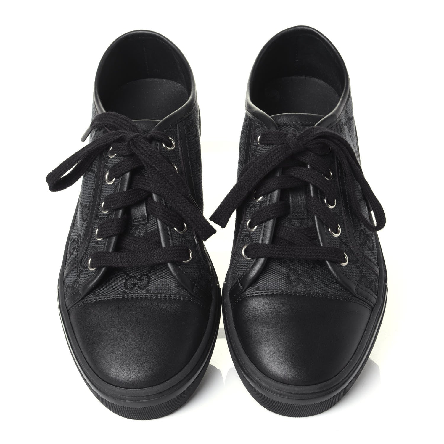 Gucci GG Monogram Calfskin Womens Low Top Sneakers 36.5 Piombo Black 5 of 10