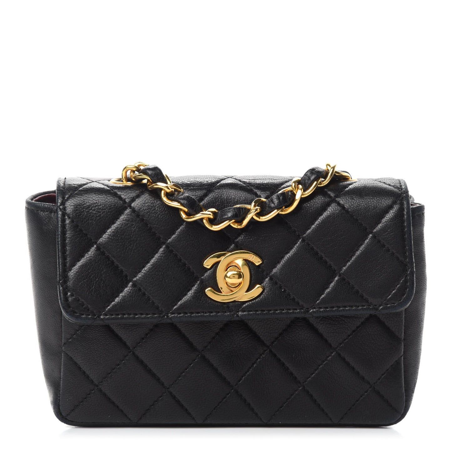 Lambskin Quilted Extra Mini Flap Black