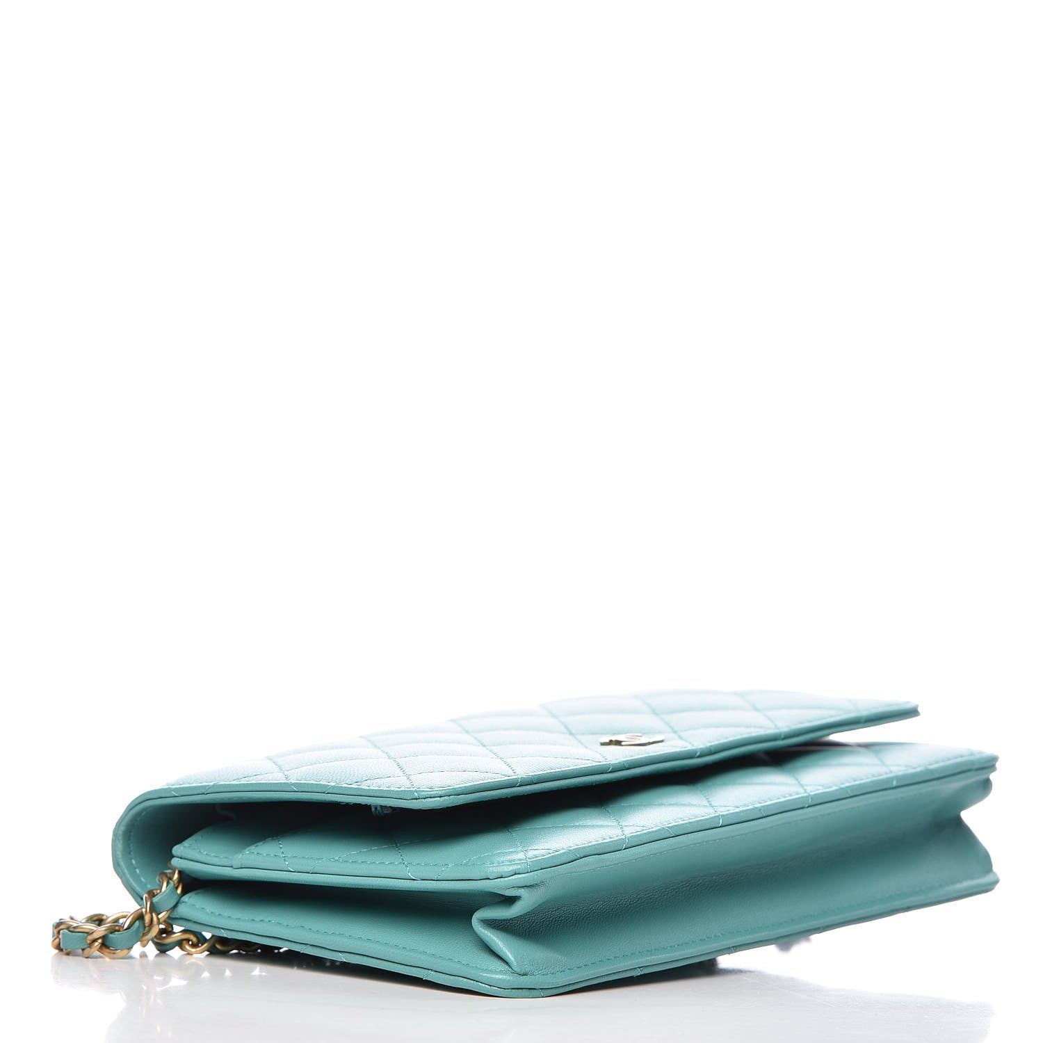 Chanel Calfskin Quilted Wallet On Chain WOC Green 4 of 11