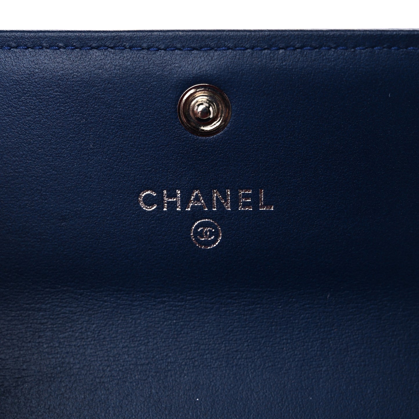 Calfskin Quilted Boy Flap Card Holder Navy
