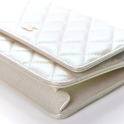 Chanel Iridescent Lambskin Quilted Wallet On Chain WOC Ivory 7 of 12