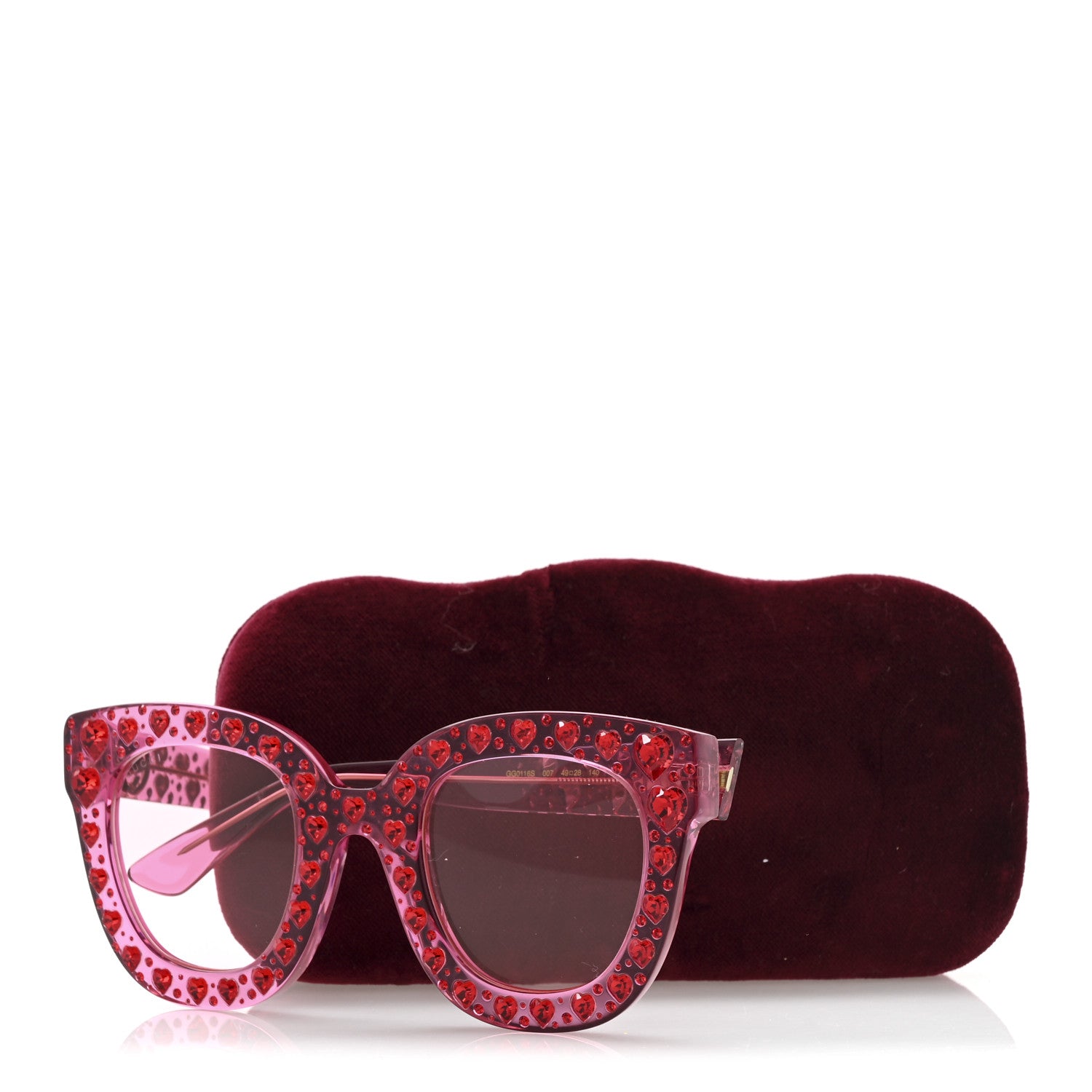 Gucci Acetate Crystal Heart GG0116S Sunglasses Fuchsia 8 of 8