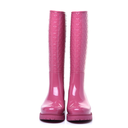 Louis Vuitton Rubber Embossed Monogram Splash Rain Boots 38 Pink 2 of 8