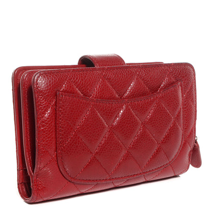 Chanel Caviar Quilted Zipped Pocket Wallet Red 3 of 7