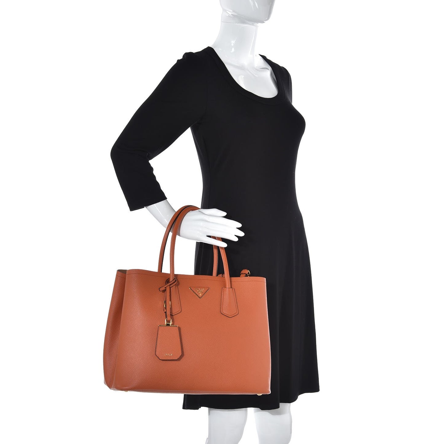 Saffiano Cuir Medium Double Bag Papaya