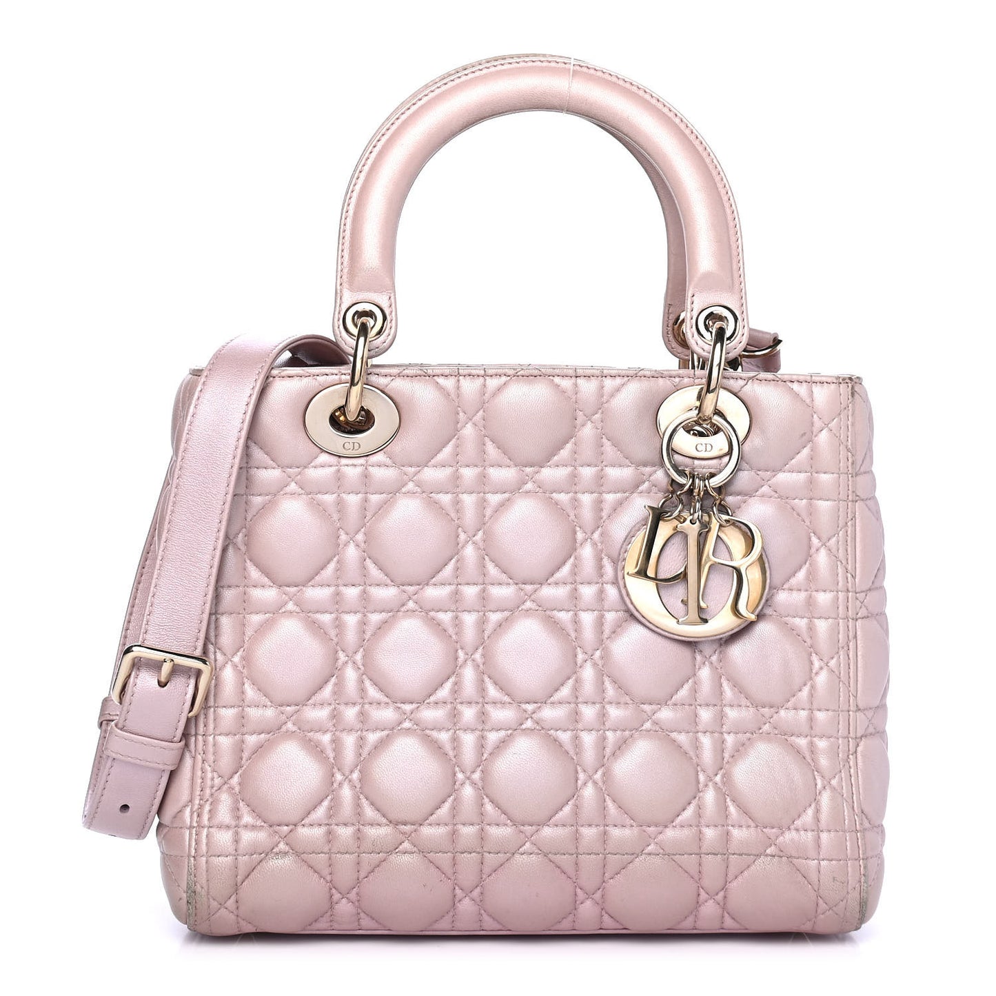 Pearly Lambskin Cannage Medium Lady Dior Lotus