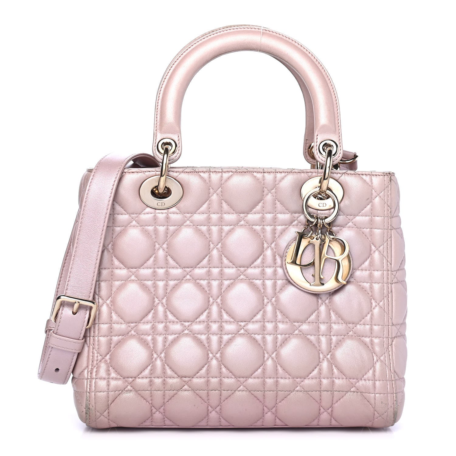 Christian Dior Pearly Lambskin Cannage Medium Lady Dior Lotus 1 of 5