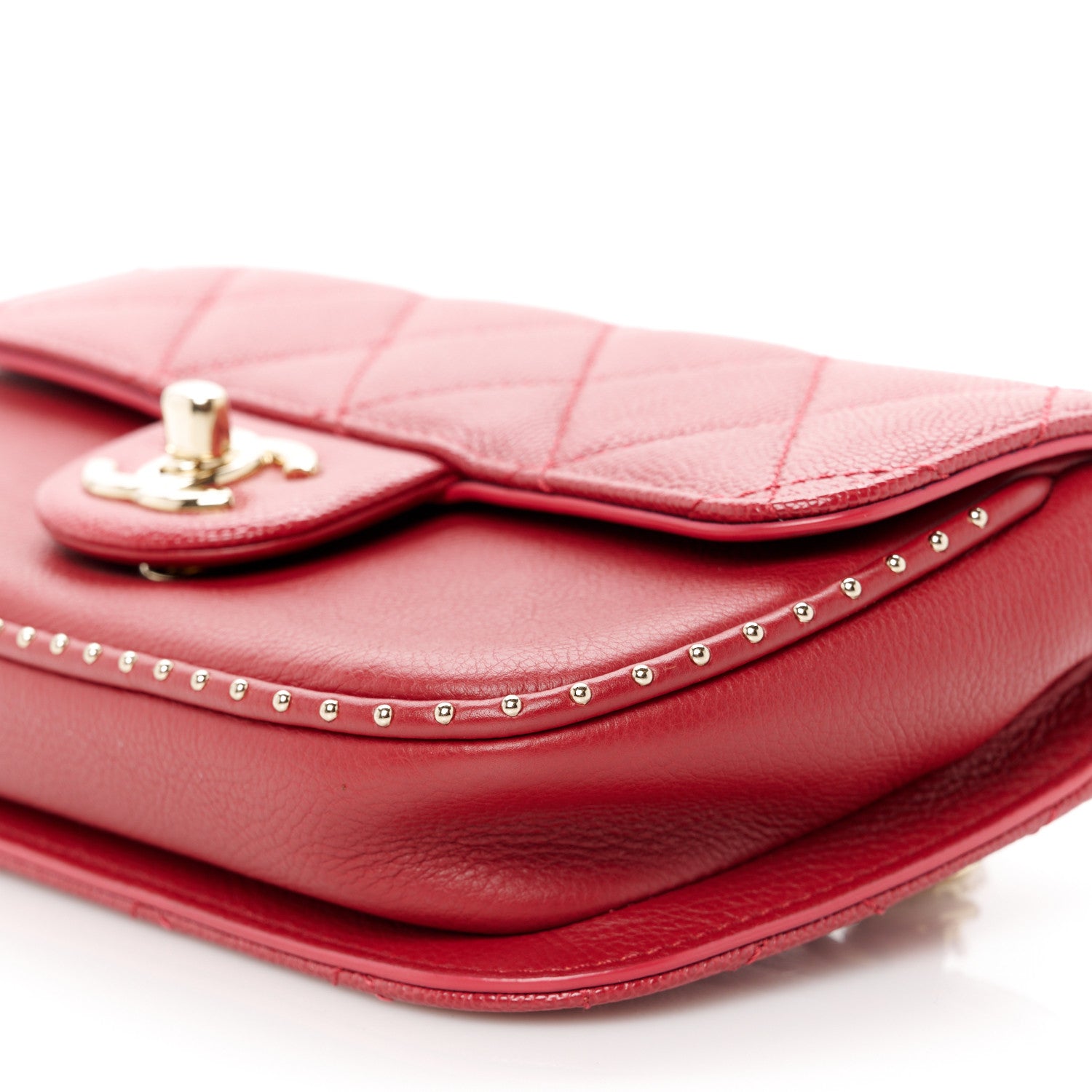 Chanel Caviar Quilted Studded Flap Waist Bag Red 11 of 11