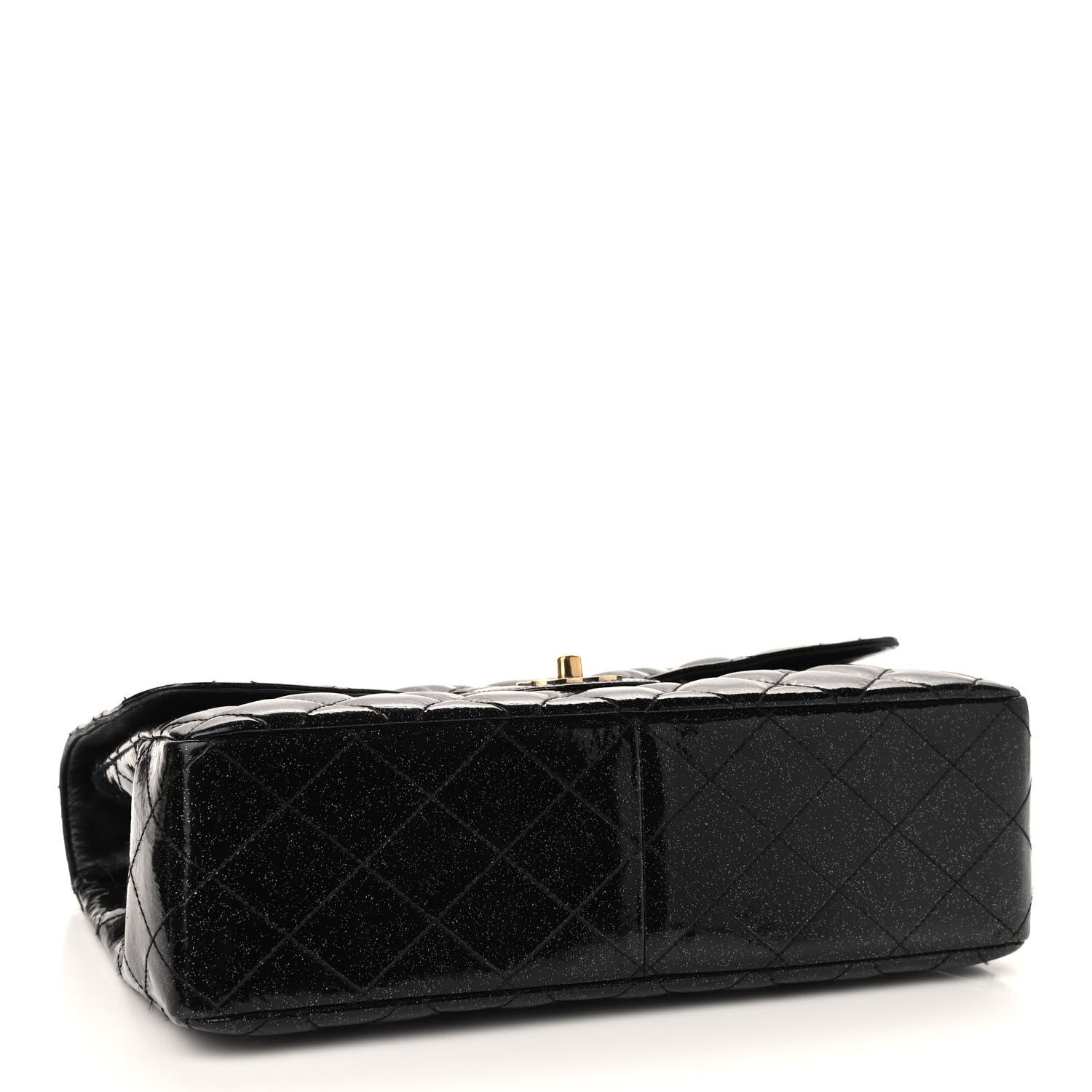 Chanel Patent Quilted Sparkle Glitter Jumbo Single Flap Black 4 of 11