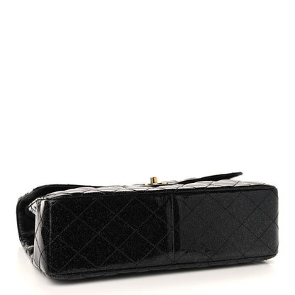 Chanel Patent Quilted Sparkle Glitter Jumbo Single Flap Black 4 of 11