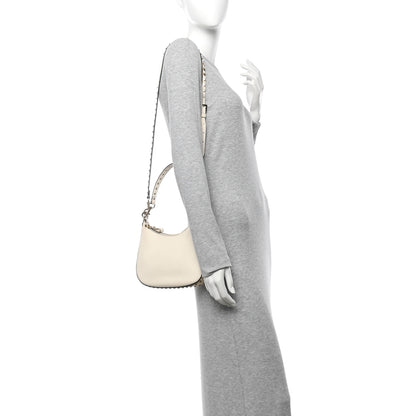 Valentino Garavani Grainy Calfskin Small Rockstud Hobo Ivory 2 of 9