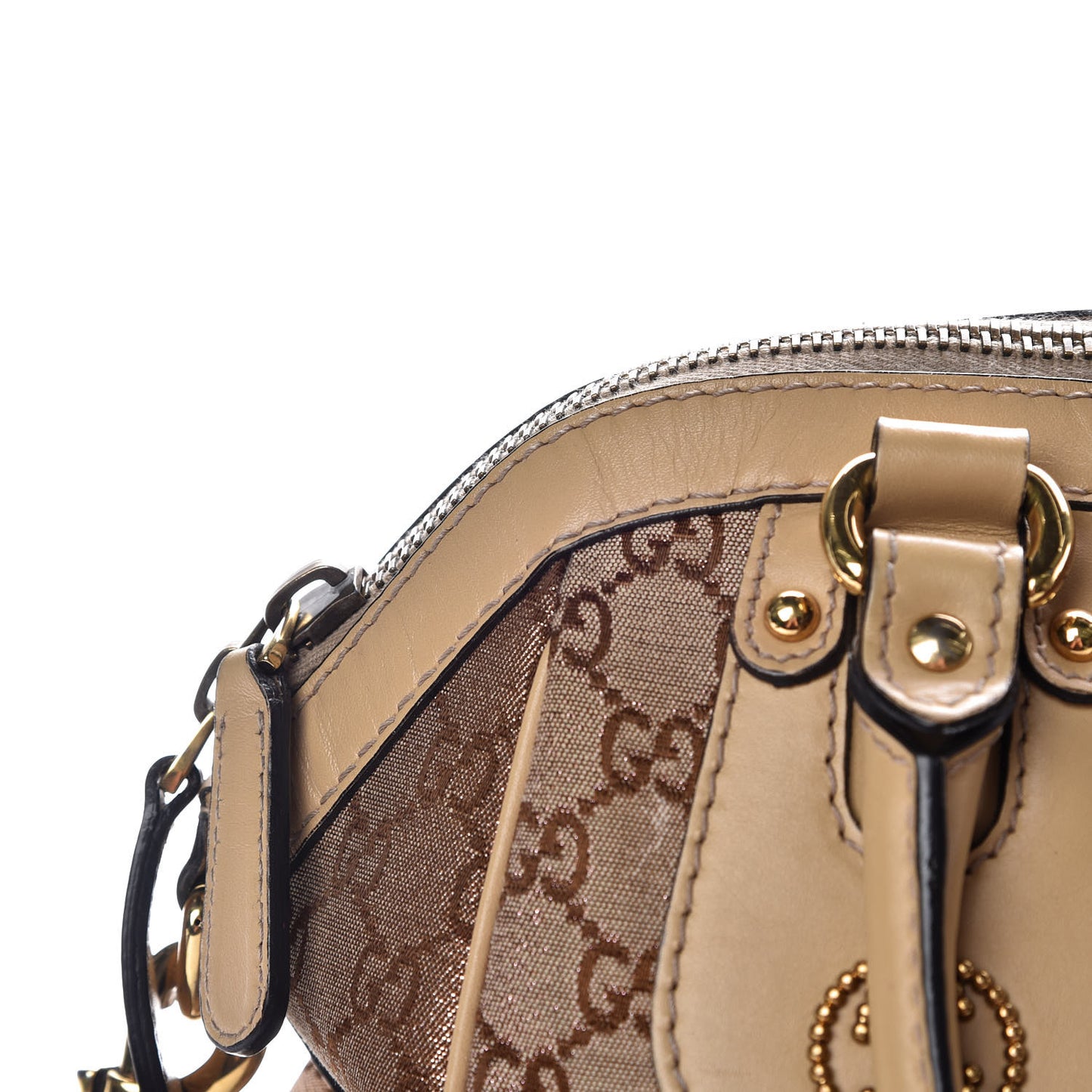 Monogram Lurex Medium Scarlett Studded Interlocking G Top Handle Bag Bronze