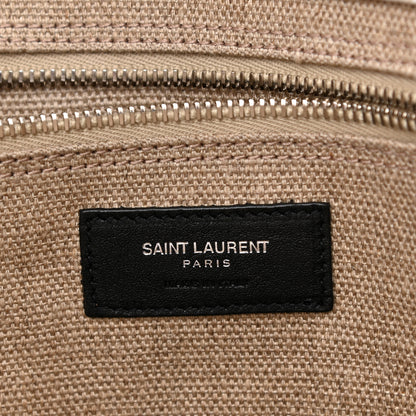 Saint Laurent Linen Calfskin Rive Gauche North South Tote Optic White 6 of 11