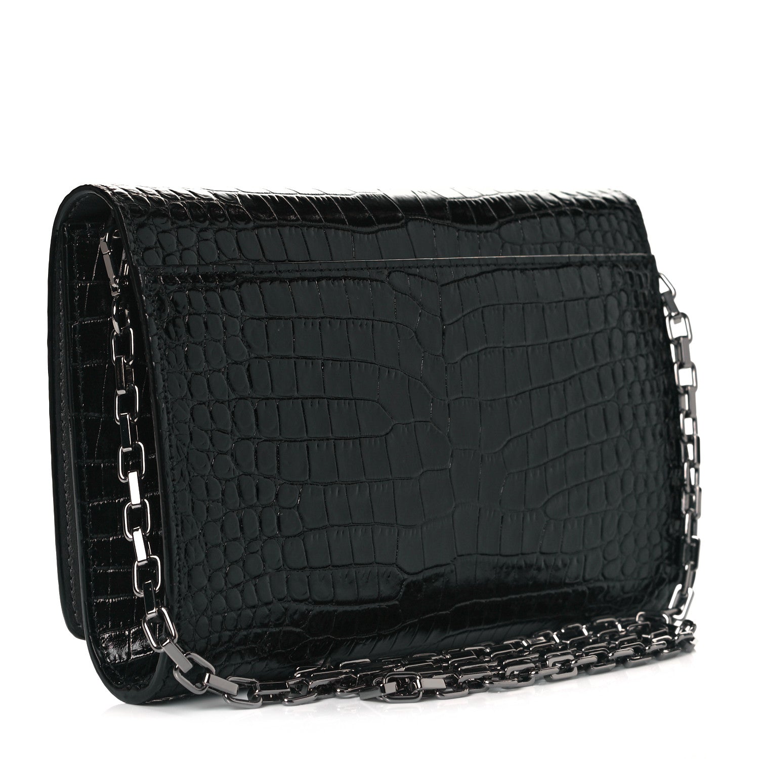 Jimmy Choo Calfskin Crocodile Embossed Varenne Chain Clutch Dusk 2 of 9
