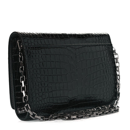 Jimmy Choo Calfskin Crocodile Embossed Varenne Chain Clutch Dusk 2 of 9