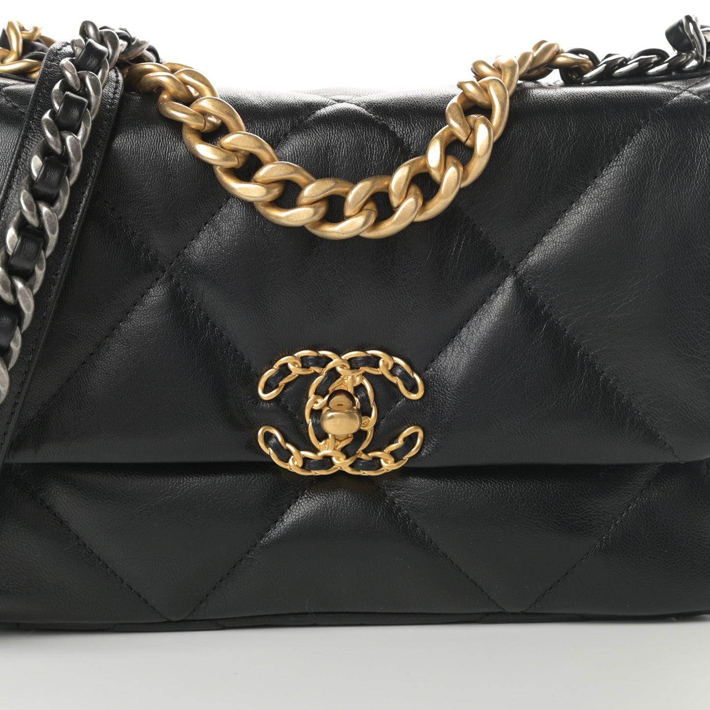 Goatskin Quilted Medium Chanel 19 Flap Black