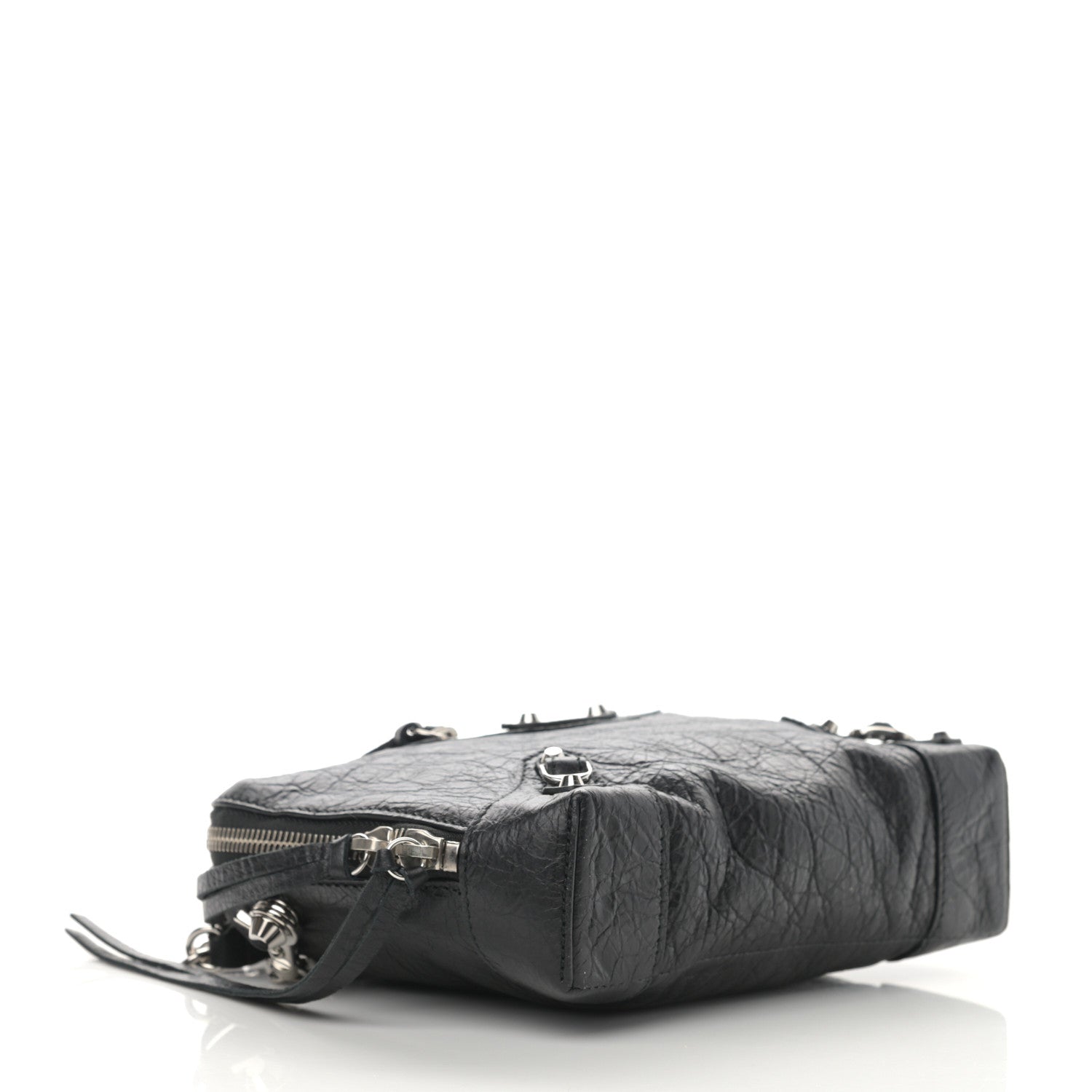 Balenciaga Agneau Classic Silver Hardware Pouch With A Chain Crossbody Black 4 of 11