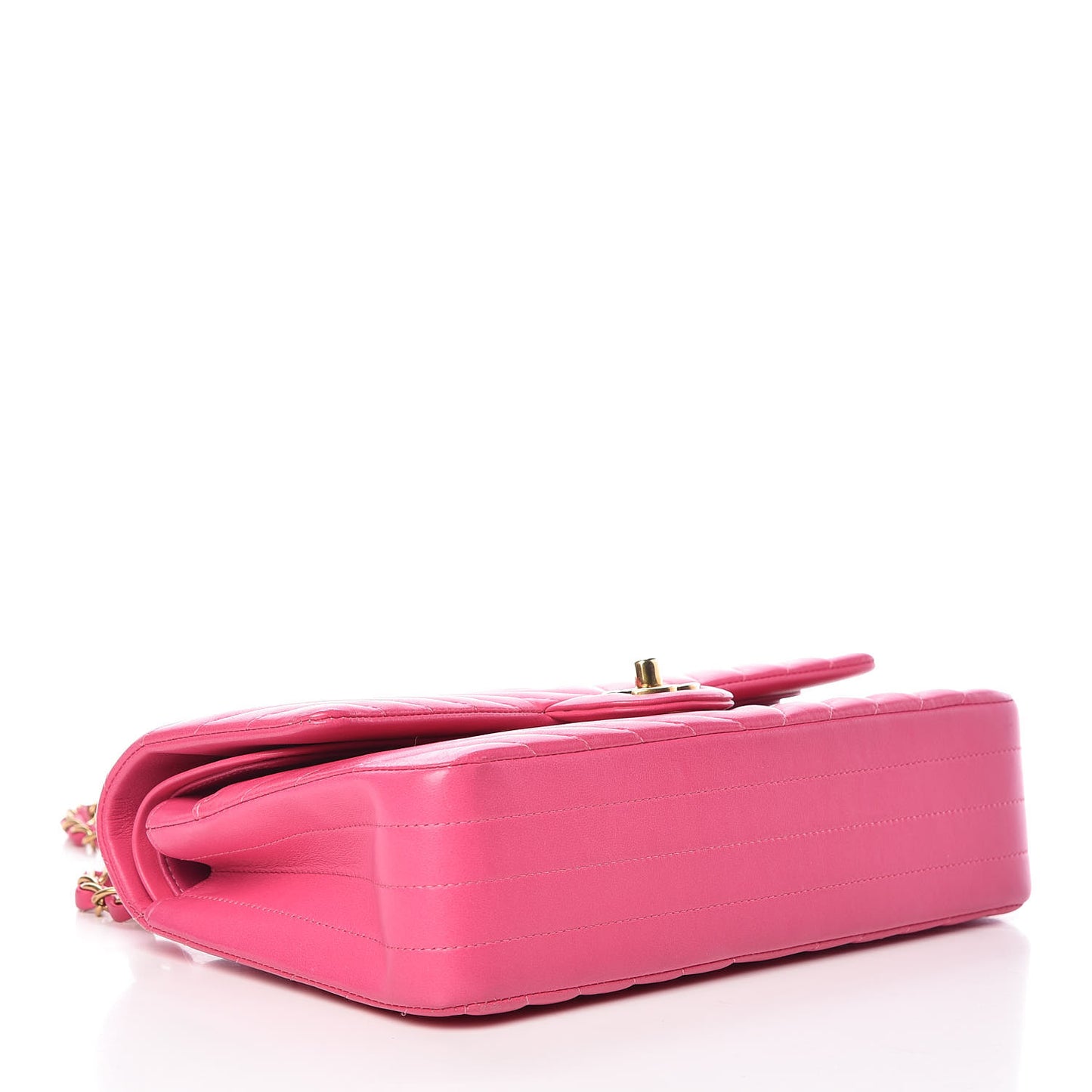 Lambskin Chevron Quilted Medium Double Flap Pink