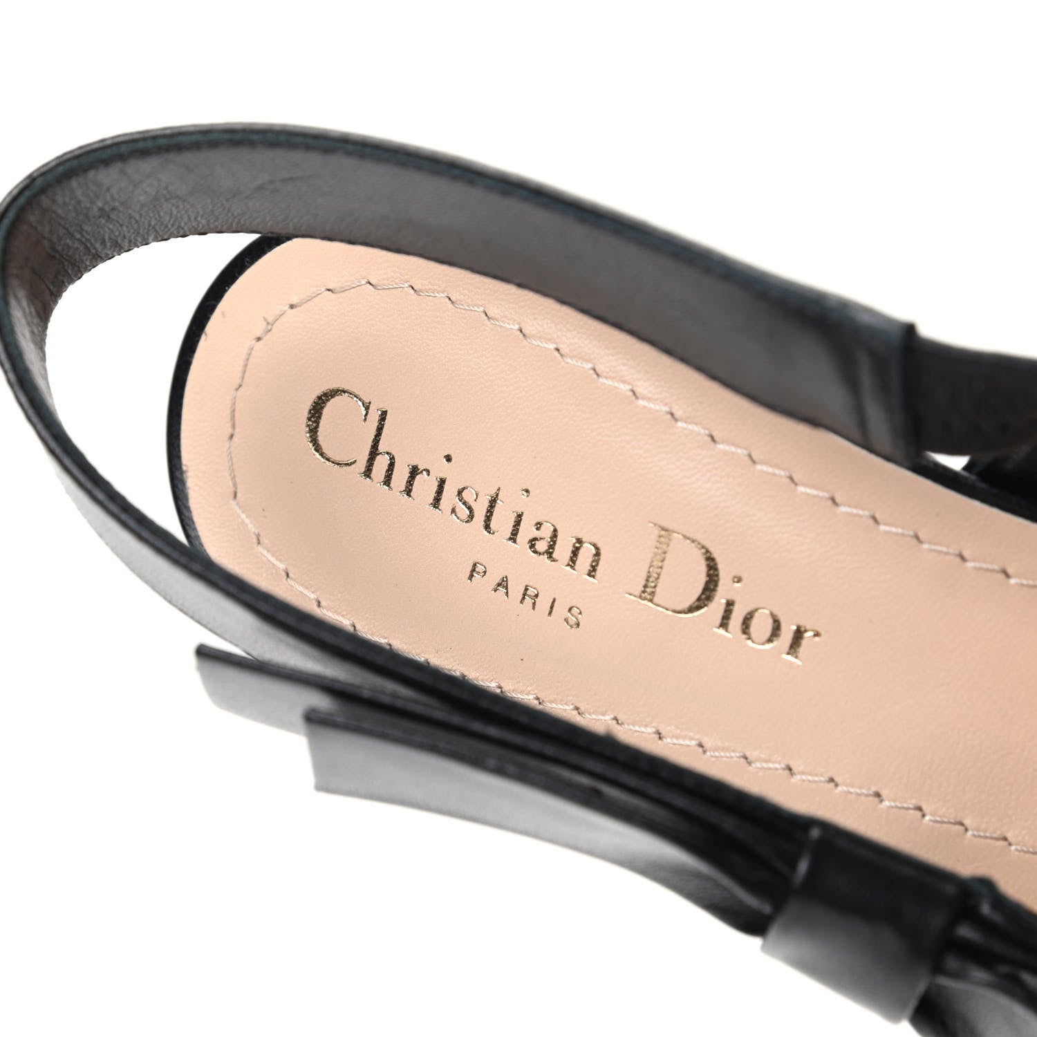 Christian Dior Embroidered Calfskin Beaded Sweet D Sling-Back Pumps 37.5 Black Turquoise 6 of 8