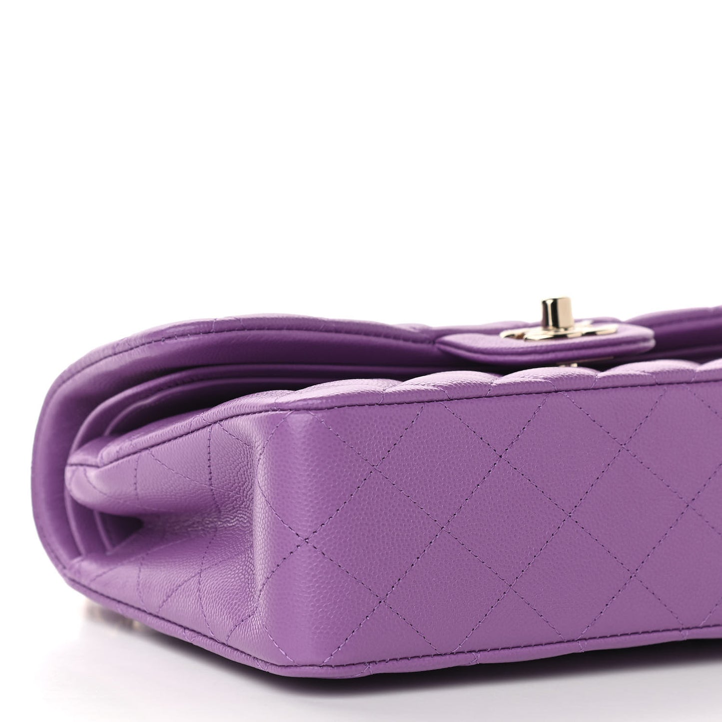 Caviar Quilted Small Double Flap Purple