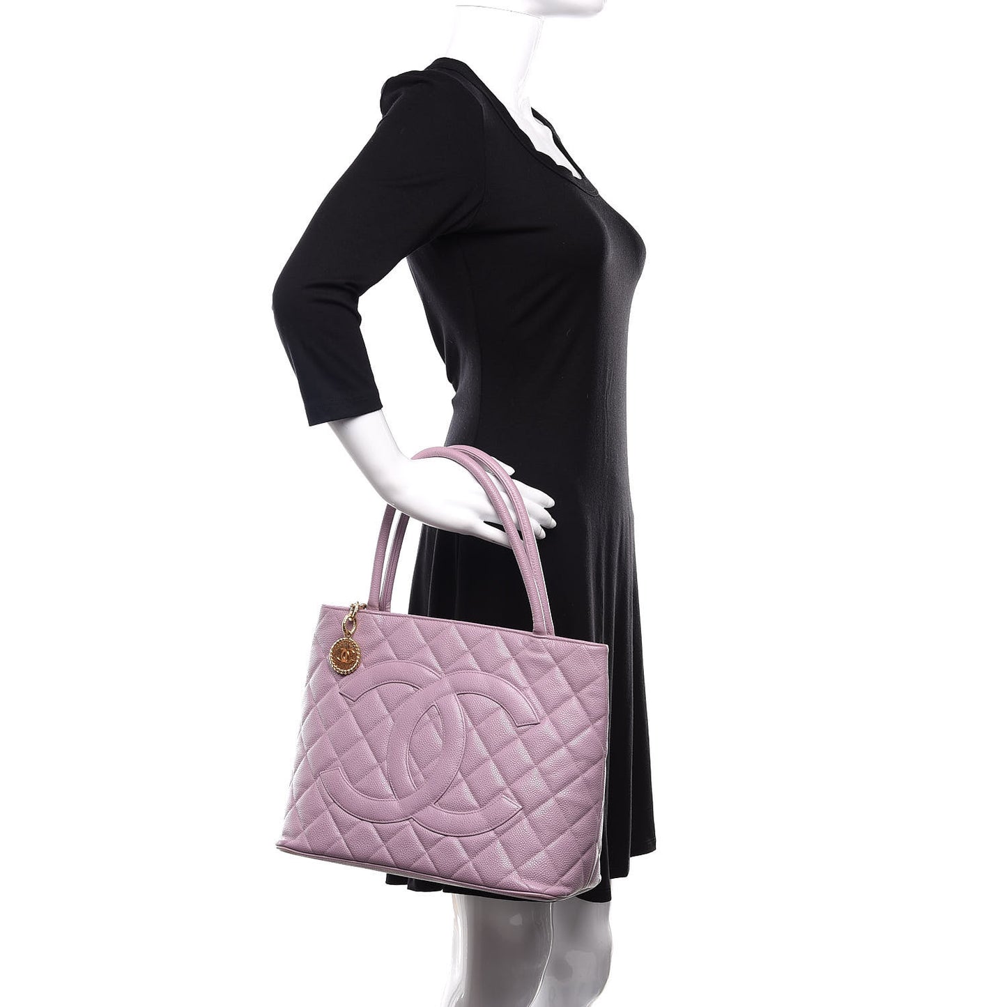 Caviar Quilted Medallion Tote Purple