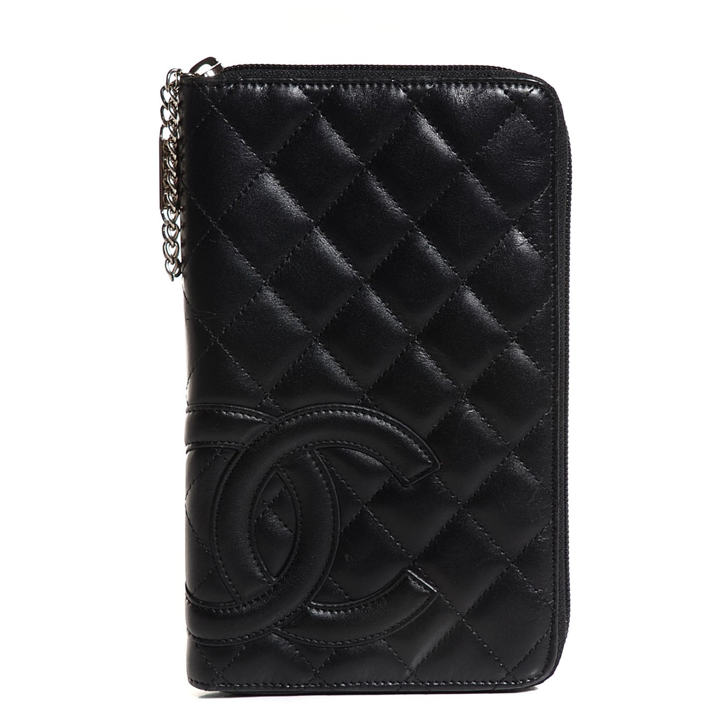 Calfskin Cambon Zip Around Organizer Wallet Black