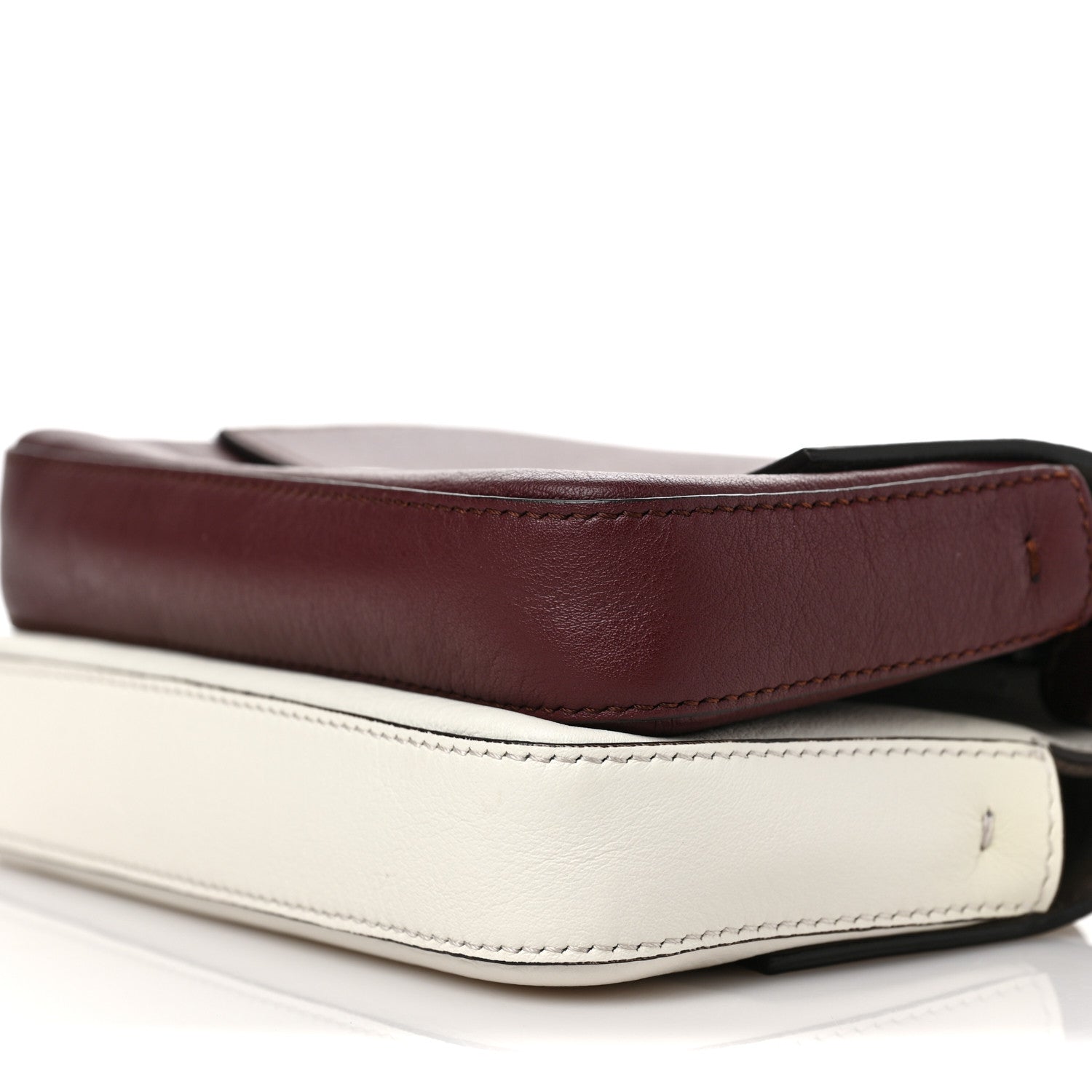 Fendi Vitello Dolce Flowerland Bi-Color Studded Micro Double Baguette Bordeaux White Ice 10 of 11