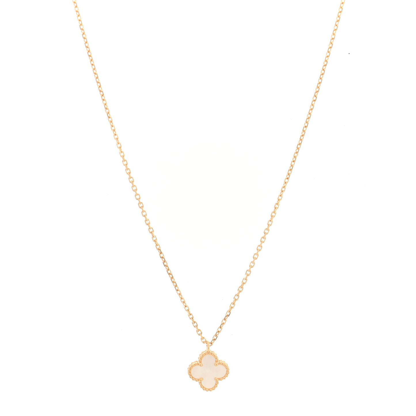 18K Yellow Gold Mother of Pearl Sweet Alhambra Pendant Necklace