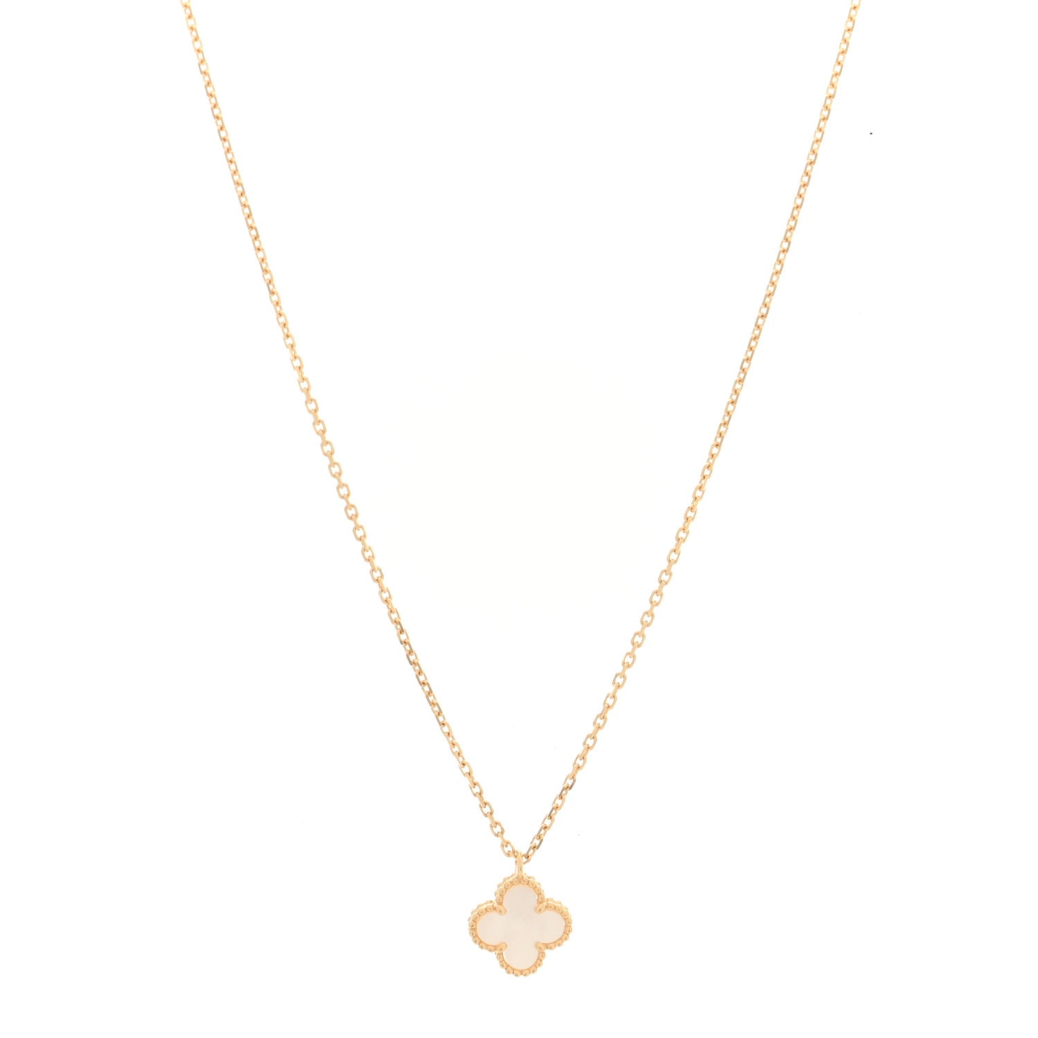 Van Cleef & Arpels 18K Yellow Gold Mother of Pearl Sweet Alhambra Pendant Necklace 1 of 5