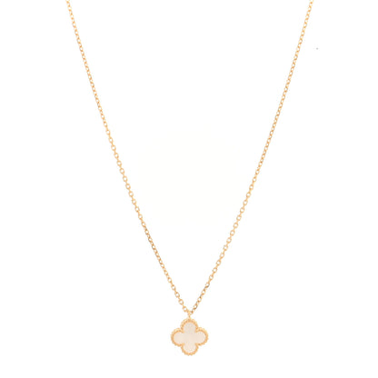 Van Cleef & Arpels 18K Yellow Gold Mother of Pearl Sweet Alhambra Pendant Necklace 1 of 5