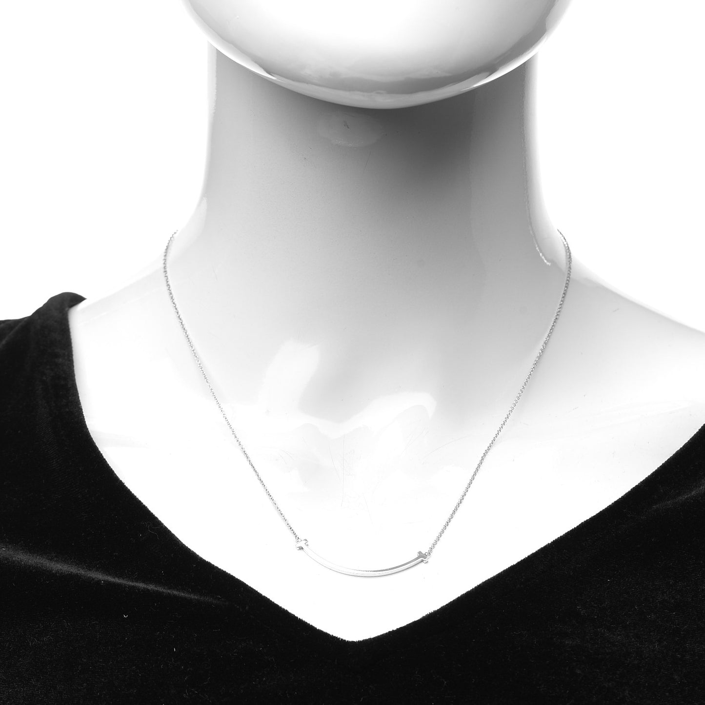 Sterling Silver Small T Smile Pendant Necklace