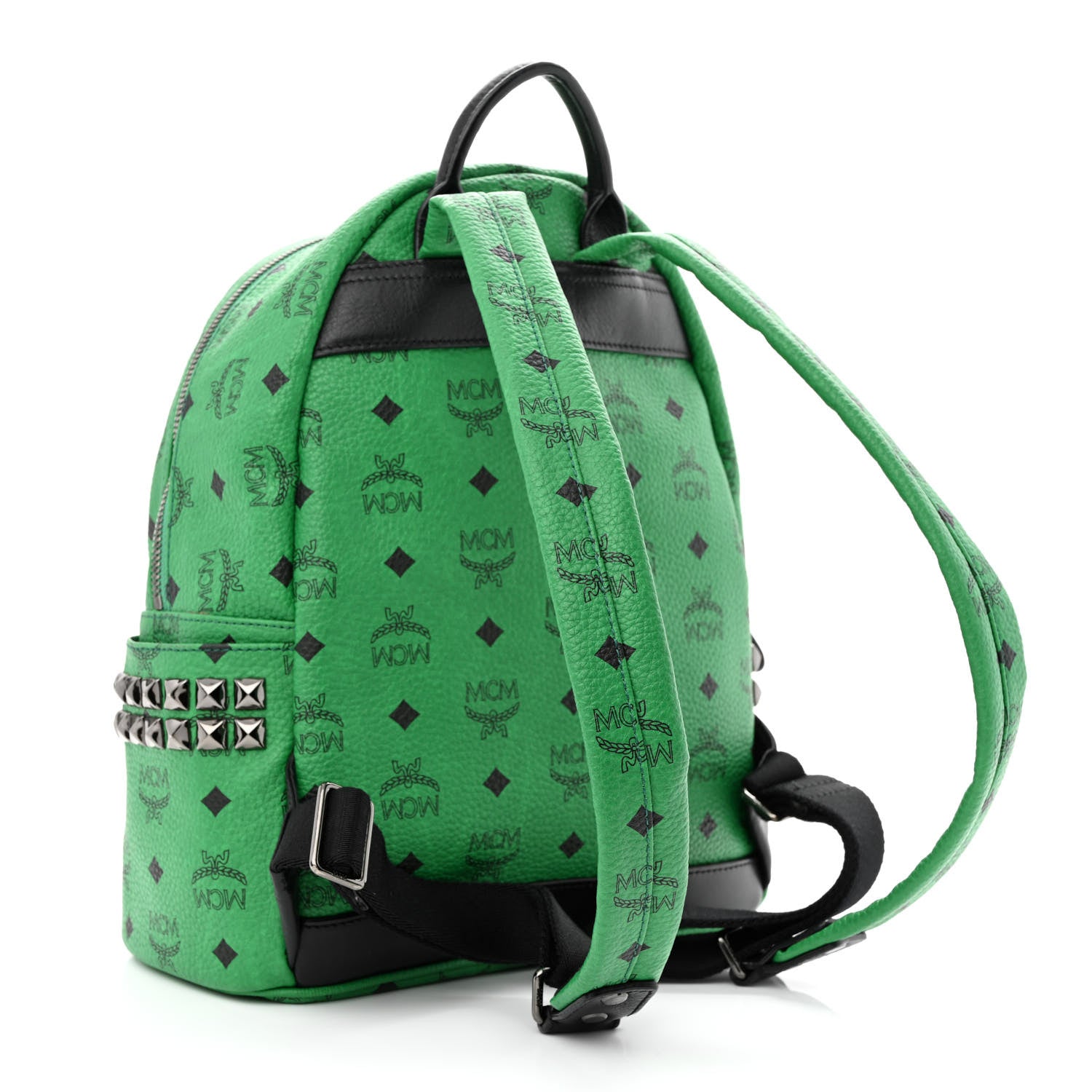 MCM Visetos Small Side Stud Stark Backpack Green 2 of 9