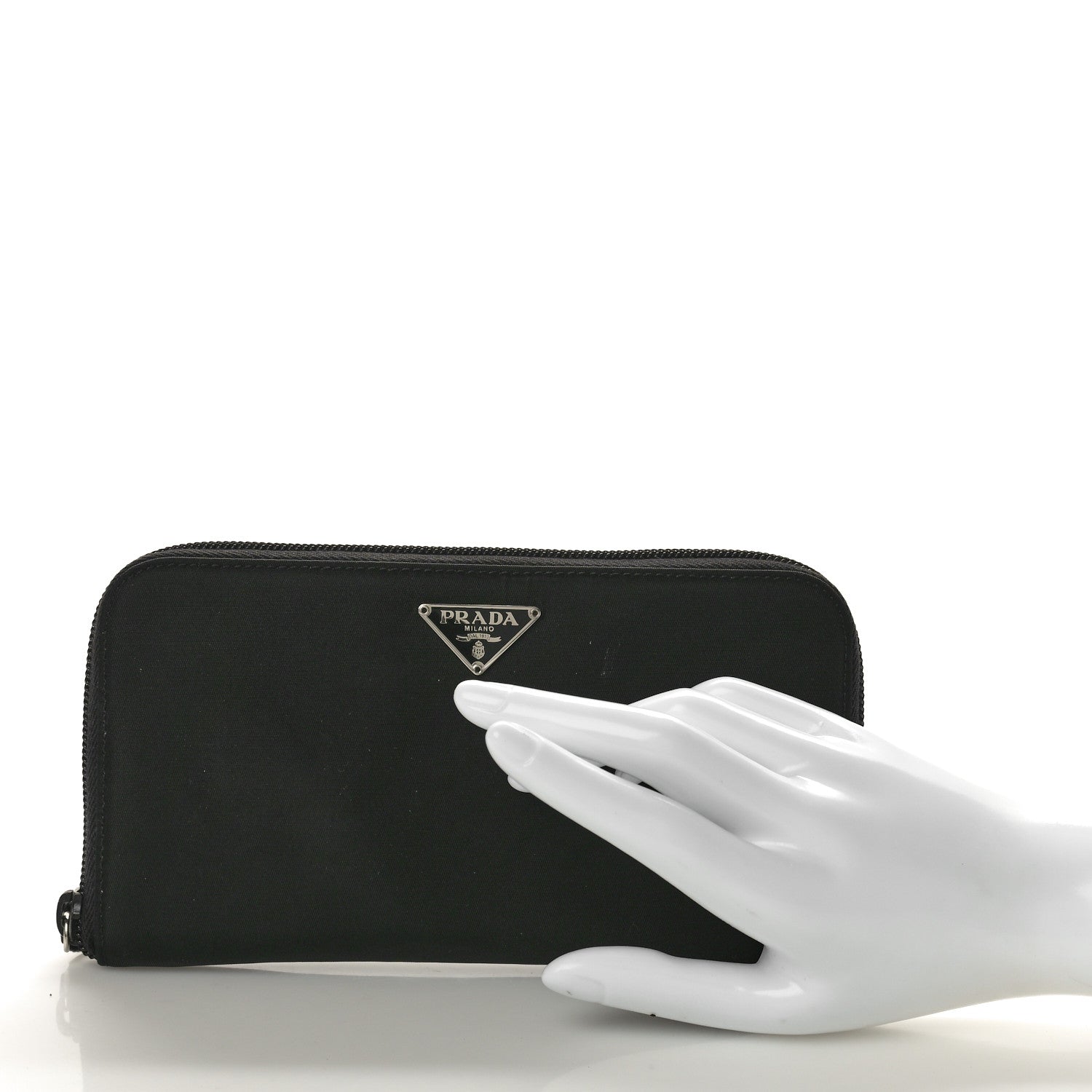 Prada Tessuto Nylon Zip Around Wallet Black 2 of 7
