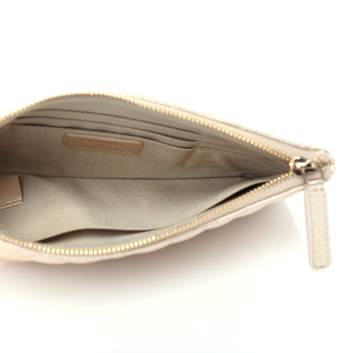 Metallic Lambskin Quilted Cosmetic Case Gold