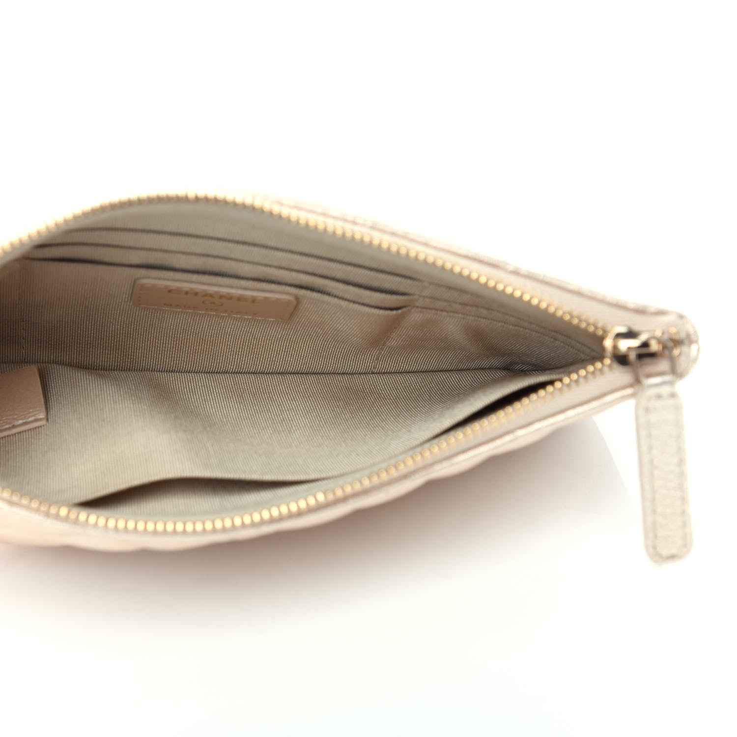 Chanel Metallic Lambskin Quilted Cosmetic Case Gold 5 of 8
