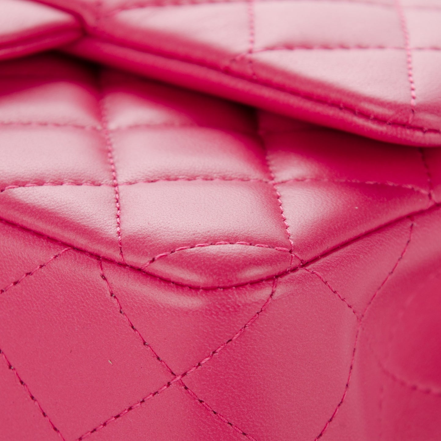 Lambskin Quilted Mini Rectangular Flap Dark Pink