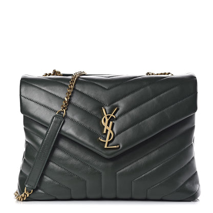 Saint Laurent Calfskin Y Quilted Monogram Medium Loulou Chain Satchel Olive 1 of 12