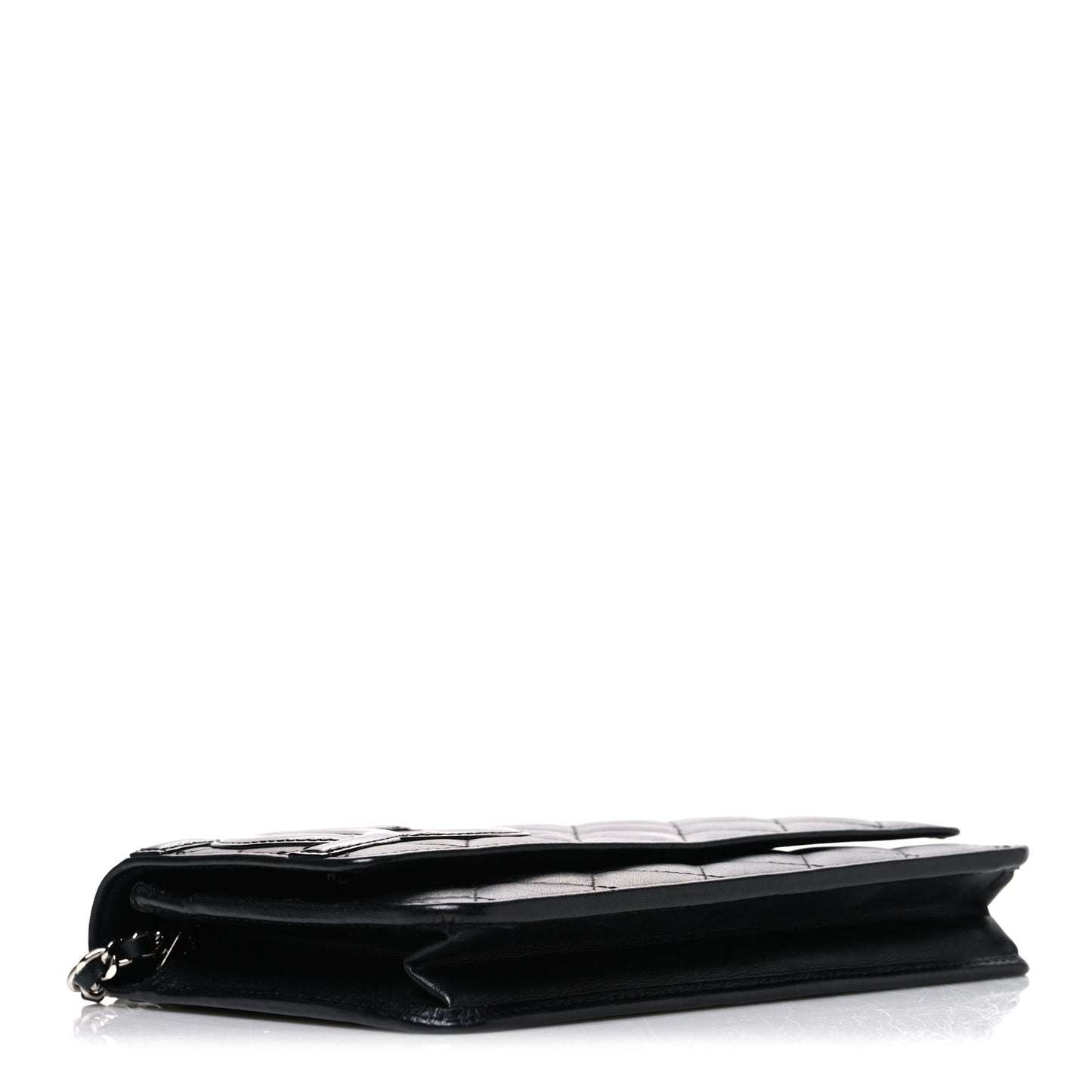 Calfskin Quilted Cambon Wallet on Chain WOC Black