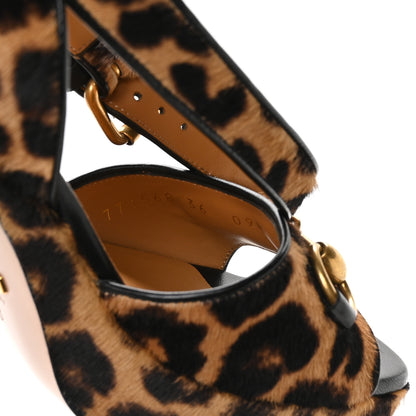 Gucci Calf Hair Leopard Print Horsebit 25/60mm Platform Sandals 36 Hazelnut Black 8 of 9