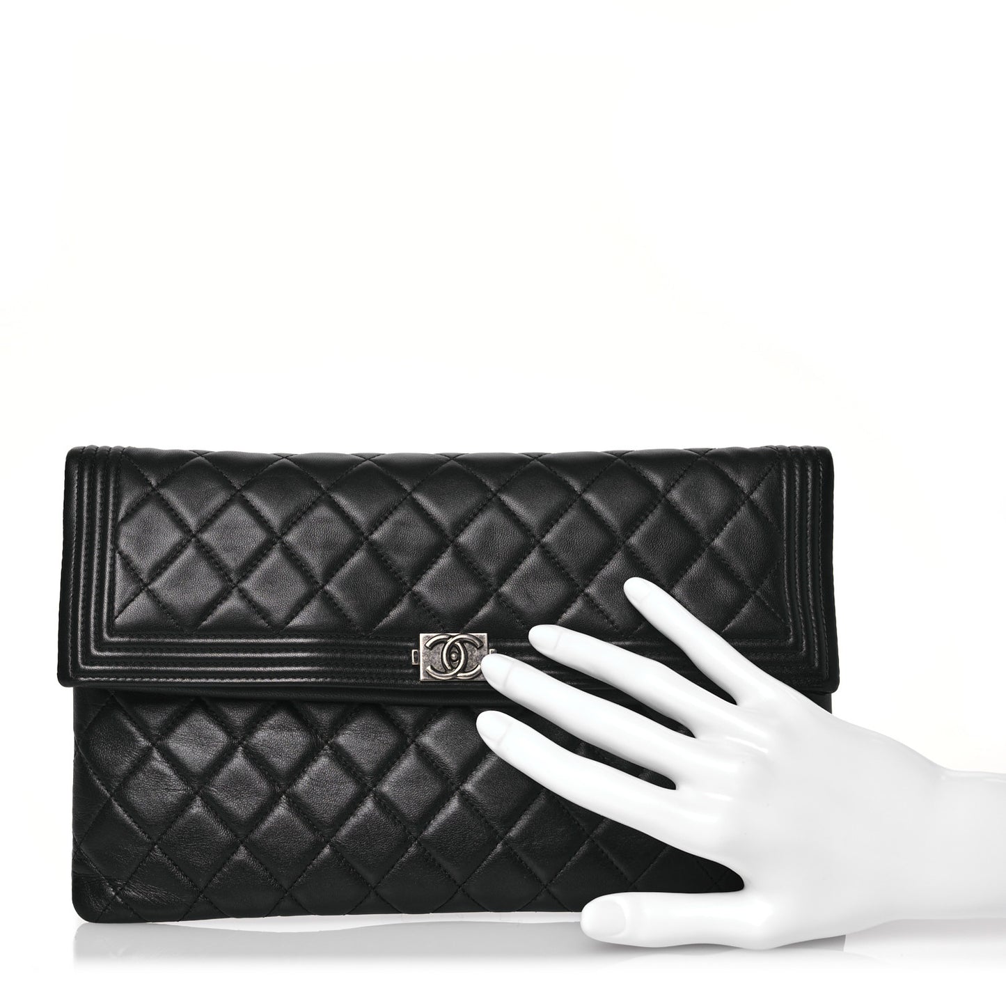 Lambskin Quilted Beauty CC Boy Clutch Black